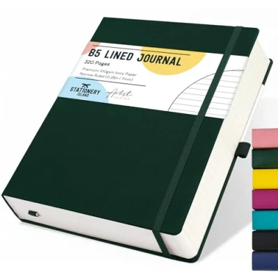 Image of STATIONERY ISLAND B5 Lined Notebook, Journal Hardcover with 100gsm Premium Thick Paper, 320 Pages Hardback Ruled Notebook for Writing, Working, Study, Planning, Diary