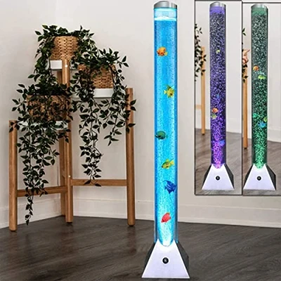 Image of Aspect Bubble Fish Lamp 90 cms Tall LED Colour Changing Light Sensory Tube with Sturdy base Artificial Jelly for Home, Work Silver