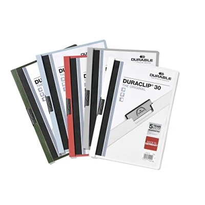 Image of Durable DURACLIP 30 A4 Clip Folder Holds Up to Sheets of Paper Strong Metal Sprung Pack 25 Assorted Colour Folders for Organising Documents