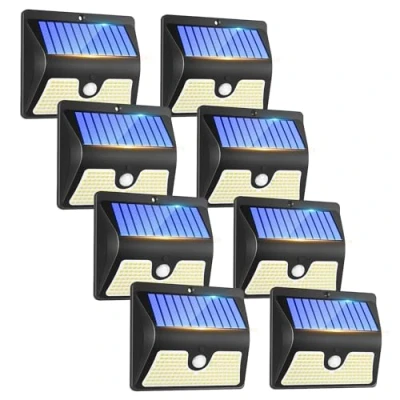 Image of Security Lights Outdoor Motion Sensor 150 LED Solar Powered Light Outside Garden Fence Waterproof Wall Lighting 3 Modes Pir for Door Yard Garage