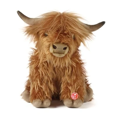 Image of Living Nature Highland Cow Brown Plush Toy Farm with Sound Soft Gift for Kids Naturli Eco Friendly 22 cm