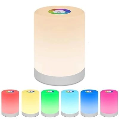 Image of Bedside Table Lamp Touch Sensor, LED Night Light Rechargeable Portable Dimmable RGB Color Changing Modes for Kid Children Bedroom Camping, Adjustable Brightness Eye Caring Metal Handle (Warm White)