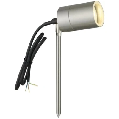 Image of firstchoicelighting Stainless Steel Outdoor Spike Light IP44 Adjustable GU10 Spotlight Mains 240v LED Compatible