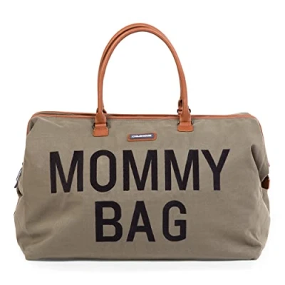 Image of CHILDHOME, Mommy Bag, Changing Maternity, Travel Large Capacity, Mat, Adjustable Shoulder Strap, Compartmentalised, Insulated Pocket, Suitcase Kaki