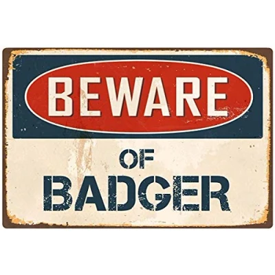 Image of EpochSign Beware Of Badger Vintage Retro Metal Signs for Women Novelty tin sign Indoor Outdoormetal 8x12 inch
