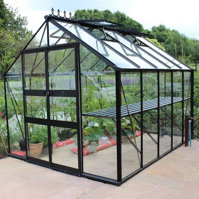 Image of 8&#039; x 12&#039; Halls Cotswold Blockley Greenhouse in Black with Toughened Glass (2.56m 3.79m)