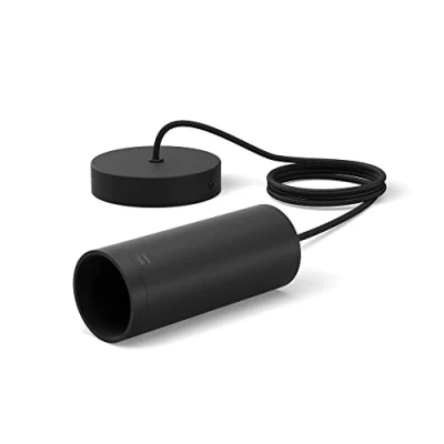 Image of Philips Hue Hanging Black Cord Fixture for LED Smart Lighting [E27 Edison Screw Socket] Easy Installation Indoor Home Lighting. Bedroom, Livingroom and Dining.