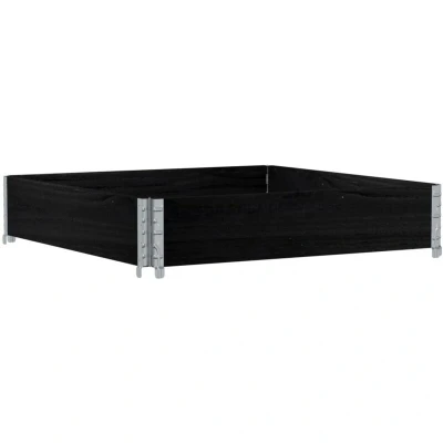 Image of vidaXL Garden Planter Outdoor Flower Box Black Solid Pine Wood, Stackable and Foldable, Hinged Galvanized Metal Corners, 100 x 21.5 cm