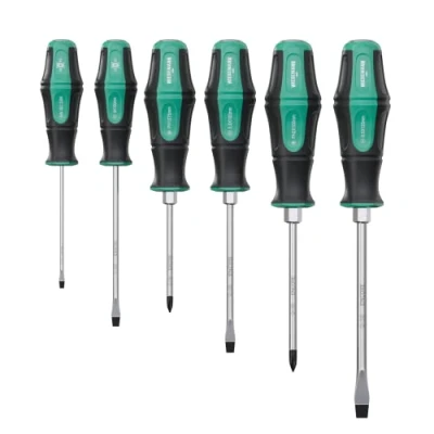 Image of Premium Screwdriver Set 6 pcs Q 50 Steel from The Ensure Series by WIESEMANN 1893 I with Striking Cap and Magnet tip 81161