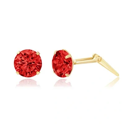 Image of 9ct yellow gold 5mm round light siam crystal Andralok stud earrings/Gift box