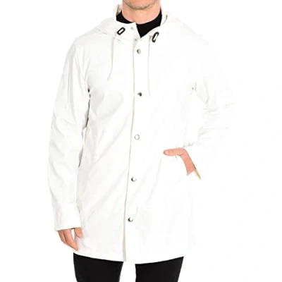 Image of Benetton Men&#039;s Long Sleeve Hooded Coat 2AEW537B8, white