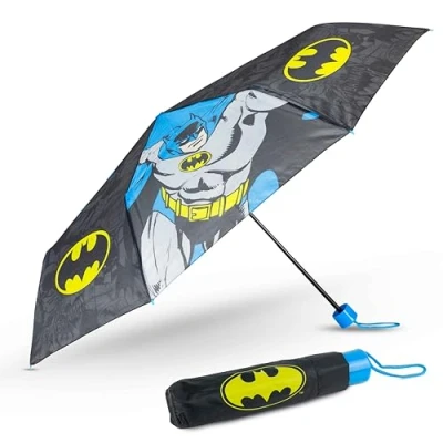 Image of BONNYCO Umbrella Windproof Strong of Batman Black Compact with Reinforced Structure Folding for Bag, Backpack or Travel Mini Kids Original Gifts Boys