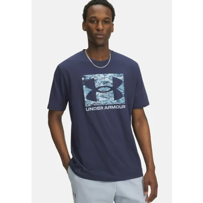 Image of Under Armour UA ABC CAMO Boxed Logo SS Washed Navy / Blue Calm LG