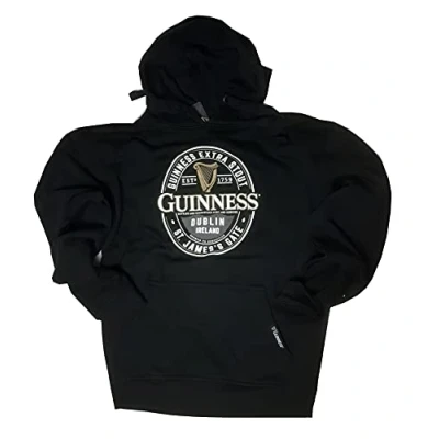 Image of Guinness Label St. James Gate Long Sleeve Men&#039;s Hoodie Black Medium