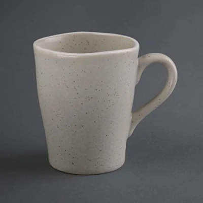 Image of Olympia Chia Mugs in Sand Porcelain Uneven Edge 340 ml 12 Oz 6 pc