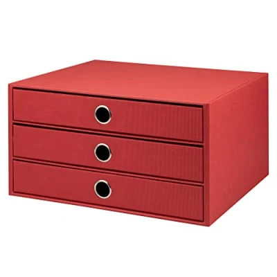 Image of Rössler SOHO 3 Drawer Filing Storage Box for A4 Red