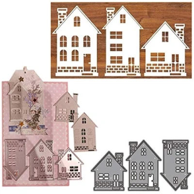 Image of Cutting Dies for Card Making, YunTrip 3Pcs House Metal DIY Scrapbooking Album Embossing Photo Craft Paper Cards Decorative