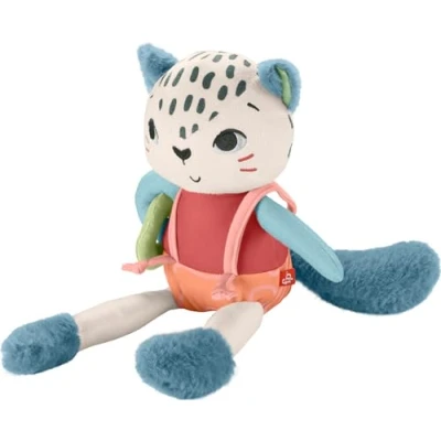Image of Fisher Price Baby Sensory Toy Planet Friends Spotting Fun Snow Leopard for Newborns Ages 3+ Months, Made of 95% recycled Plastic and FSC certified packaging, HKD64