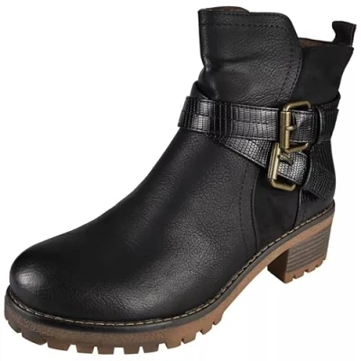 Image of Ladies Ankle Chelsea Boots Womens Fashion Winter Zip Comfy Lined Shoes Size Black 4