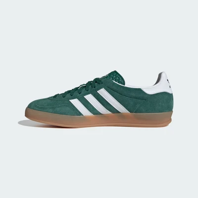 Image of adidas Originals Gazelle Indoor Trainers, Size: 3, Collegiate green/footwear white Suede