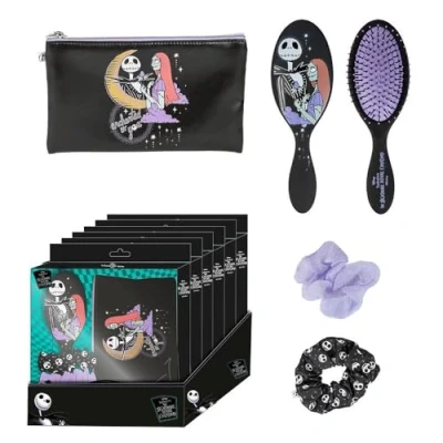 Image of CERDÁ LIFE&#039;S LITTLE MOMENTS Nightmare Before Christmas Beauty Set Black Complete Includes Hairbrush, 2 Hair Pigtails and Pouch Original Product