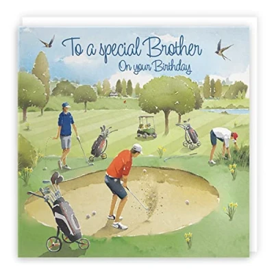 Image of Hunts England Brother Golfing Birthday Card Golf Milo&#039;s Gallery Fun Golfers For Boys Or Men Funny