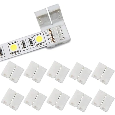 Image of WOWLED 10 Pack 4 Pin RGB LED Strip Light Straight Connectors, 10mm to Solderless Adapter for 5050 SMD Multicolor Strips
