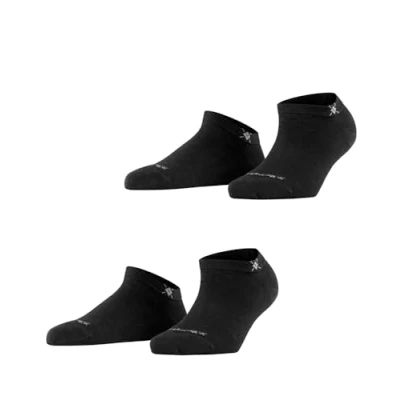 Image of 2 Pair Black Everyday Cotton Trainer Socks Ladies 3.5 7 Burlington