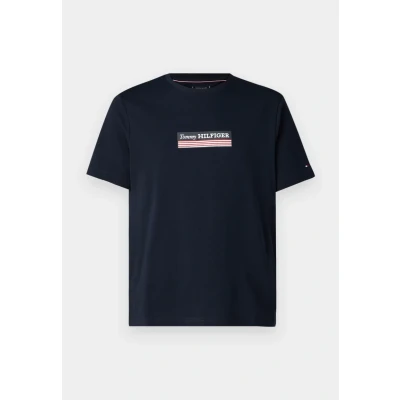 Image of Tommy Hilfiger BOX TEE Print Tshirt, Men&#039;s, Size: XS, Desert sky