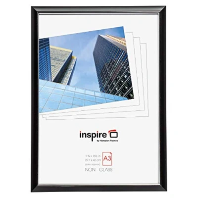 Image of Hampton Frames EASY LOADER Poster Certificate Photo Frame Acrylic (Non Glass) Black A3 (30x42cm) EASA3BKP