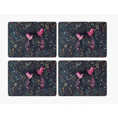 Image of Sara Miller India Collection Set of 4 Placemats Hummingbird Paradise Midnight Blue
