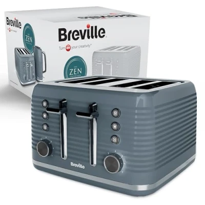 Image of Breville Zen 4 Slice Grey Toaster with High Lift &amp; Wide Slots Silver Chrome [VTR027]
