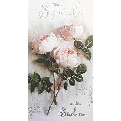 Image of with Sympathy at This Sad Time. Pink Rose Design Card by Jonny Javelin