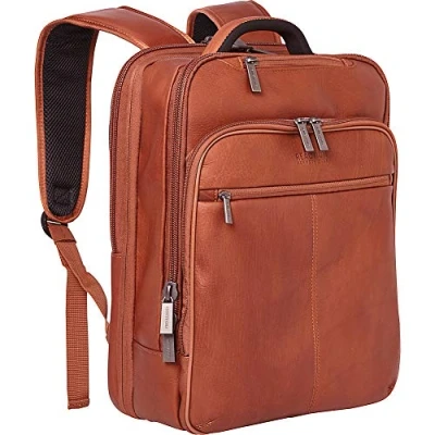 Image of Kenneth Cole Reaction 580674E Manhattan Colombian Leather Slim 16&quot; Laptop &amp; Tablet RFID Business Backpack, Cognac, Medium