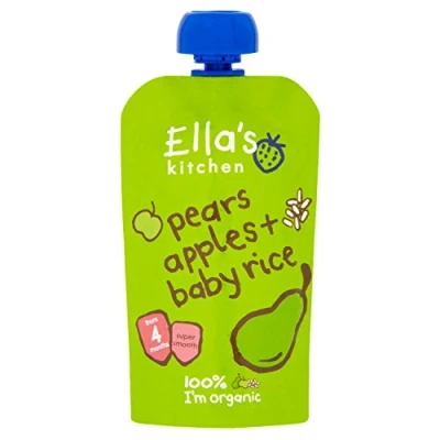 Image of Ella&#039;s Kitchen Organic Pear &amp; Apple Baby Rice Pouch 4+ months 120g