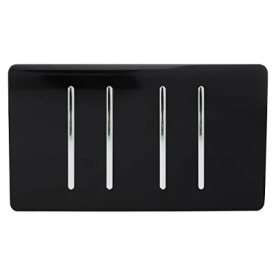 Image of Trendi Artistic Modern Glossy 4 Gang 2 Way Rocker Double Plate Tactile Light Switch in Black