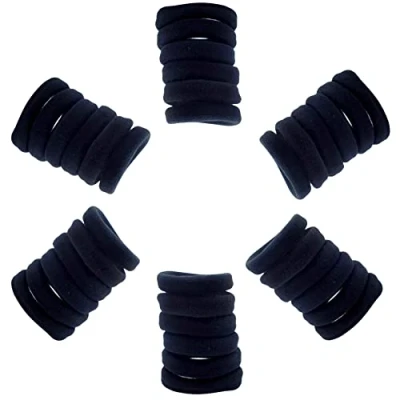 Image of Topkids Accessories 36 pc Thick hair bands for Women and Girls, Bobbles elastic Hairbands Ponytail Holders Ties Elastics No Damage (Black)