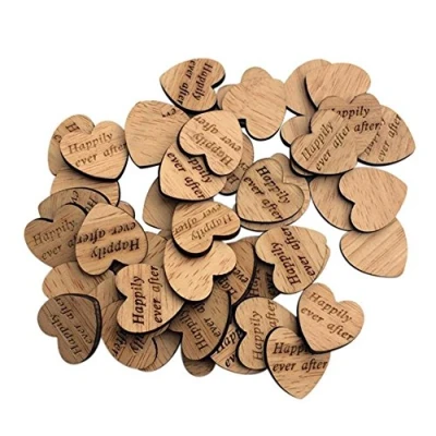 Image of Greenlans Rustic Wooden 50pcs Wood Love Heart Stars Wedding Table Scatter Decoration Crafts (9#)