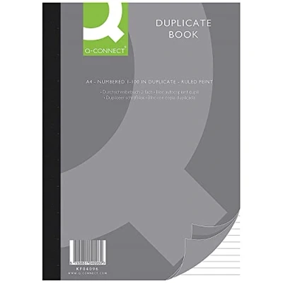 Image of Q Connect A4 Ruled Feint Duplicate Book, 210 x 297 mm