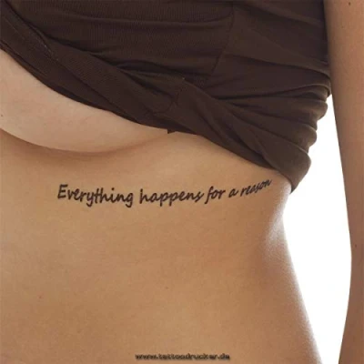 Image of 1 x Everything happens for a reason Black Tattoo Lettering Temporary Skin (1)