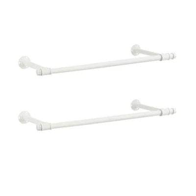 Image of SONGMICS Set of 2 Wall Mounted Clothes Rail, Industrial Pipe Rack, Space Saving, 30 x 84 7 cm, 60 kg Load Capacity per Easy Assembly, Steel, Cloud White HSR140W02