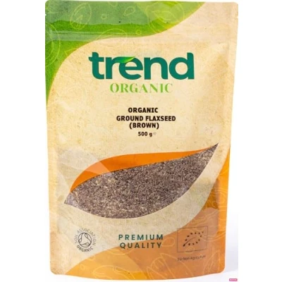 Image of Trend Organic Ground Flaxseed (Brown), Milled Linseed Seeds, High in Protein, Rich Fibre and Omega 3s, Certified Organic, Vegan, GMO Free, No Additives, Preservatives, Raw, 500g