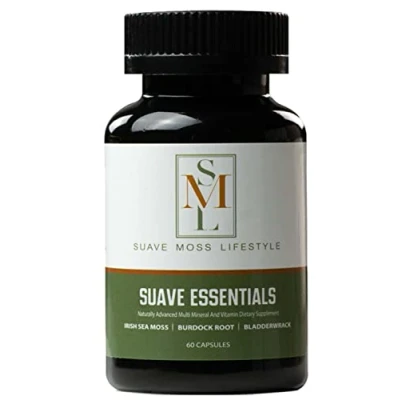 Image of Suave Moss Lifestyle Natural Sea Moss, Turmeric, Bladderwrack &amp; Burdock Root Capsules 60 Gluten Free, Vegan, Non GMO