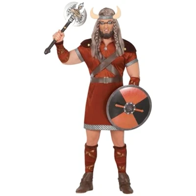 Image of FIESTAS GUIRCA Ferocious Viking Warrior Mens Fancy Dress Costume Barbarian King Historical Men incl. Horns Headpiece Size M 38 40