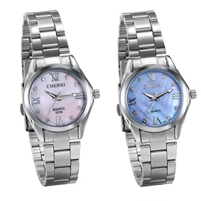 Image of JewelryWe Womens Watches Rhinestone Roman Number Quartz Watch Silver Tone Stainless Steel Watchband Wrist