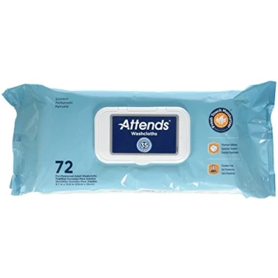 Image of Attends Adult Wet Washcloths Convenience Pack with Aloe 72 wipes