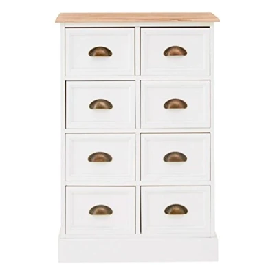 Image of Premier Housewares Chest of 8 Drawers, Iron, MDF, Paulownia Wood, Plywood, White, One Size