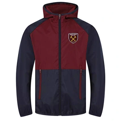 Image of West Ham United FC Gift Boys Shower Jacket Windbreaker Navy Claret 2 3 Years