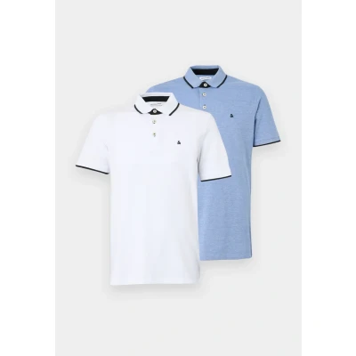 Image of Jack &amp; Jones Jjepaulos SS 2PK NOOS Polo shirt, Men&#039;s, Size: XS, Bright cobalt/white