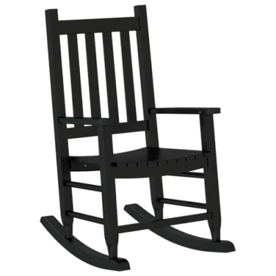 Image of vidaXL Rocking Chair for Children Black Solid Poplar Frame, Waterproof Finish, Safety Design Kids Lounger/Rocker Ideal Indoor/Outdoor Use Garden, Patio, Living Room